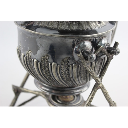 112 - An antique Walker & Hall silver plated spirit kettle with burner and stand - approx. 30cm x 19cm x 2... 