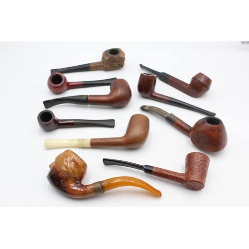 1368 - Ten assorted vintage Estate smoking pipes to include Invicta, P. Viou, Turf etc.