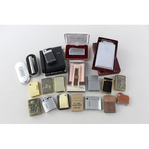 1369 - Eighteen assorted vintage branded cigarette lighters to include Mosda, Clipper etc.