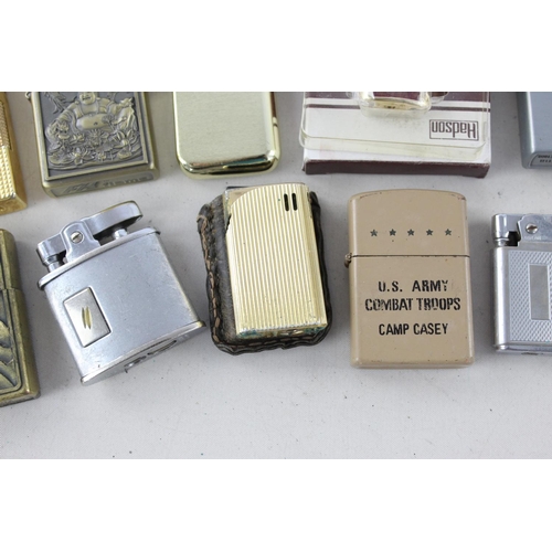 1369 - Eighteen assorted vintage branded cigarette lighters to include Mosda, Clipper etc.