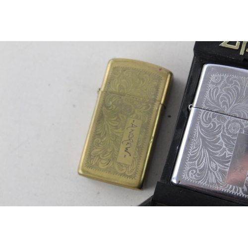 1373 - Three assorted Zippo cigarette lighters