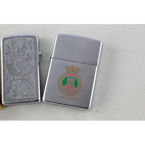 1375 - Three assorted Zippo cigarette lighters