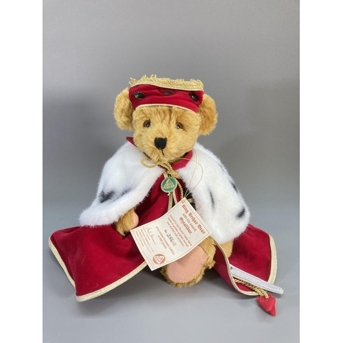 139 - Three Herman limited edition teddy bears, Merlin The Magician no. 468/500, King Arthur no. 256/500 a... 