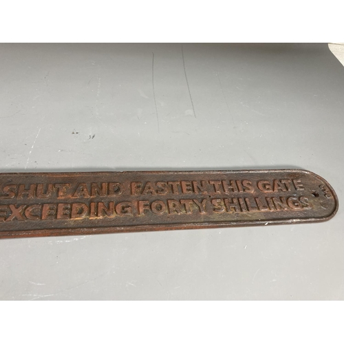 104 - A cast iron LNER warning sign - approx. 97cm wide x 9.5cm high