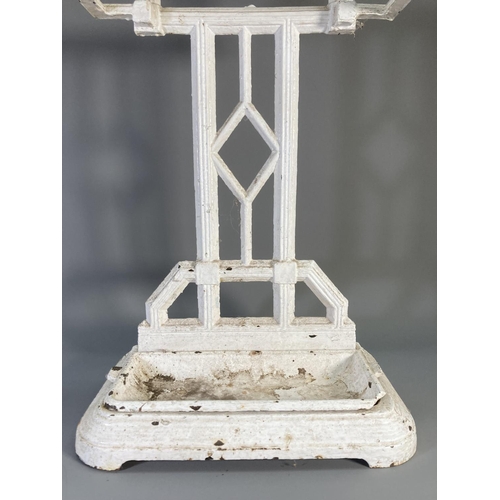 119 - A Coalbrookdale style white painted cast iron stick stand with drip tray - approx. 70cm high x 37cm ... 