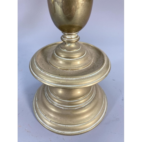 126 - A pair of 19th century brass candlesticks - approx. 28cm high