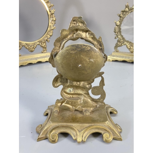 127 - Three Rococo style brass picture frames - largest approx. 29cm high