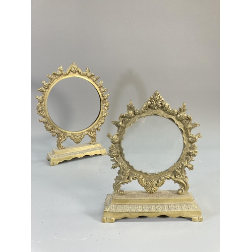 127 - Three Rococo style brass picture frames - largest approx. 29cm high