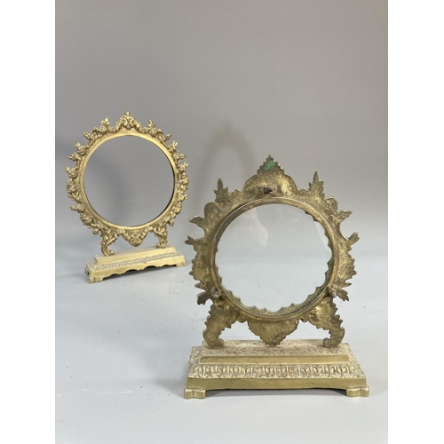 127 - Three Rococo style brass picture frames - largest approx. 29cm high