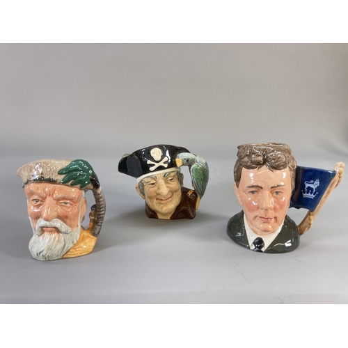 77 - Twelve Royal Doulton character jugs and figurines to include Long John Silver D6335, Michael Doulton... 