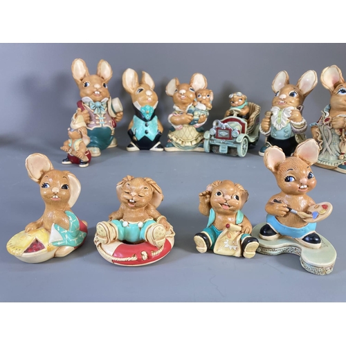 83 - A collection of Pendelfin hand painted stonecraft rabbit figurines to include Aunt Ruby, Uncle Henry... 