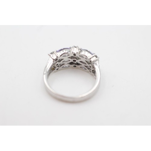 2078 - A 14ct white gold purple and clear gemstone cluster dress ring, N½ - approx. gross weight 3.9 grams