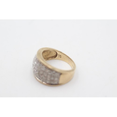 2088 - A hallmarked London 9ct gold diamond pave setting ring, size N - approx. gross weight 5.2 grams