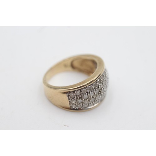 2088 - A hallmarked London 9ct gold diamond pave setting ring, size N - approx. gross weight 5.2 grams