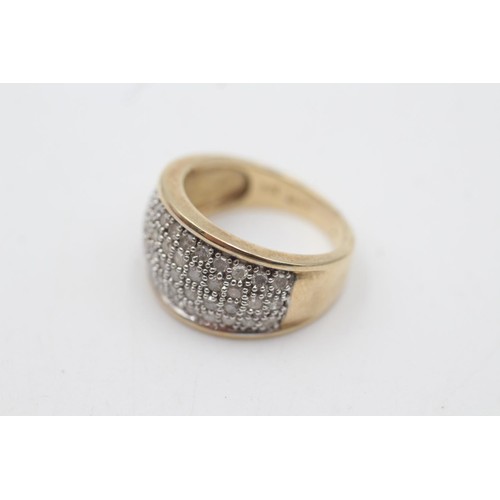 2088 - A hallmarked London 9ct gold diamond pave setting ring, size N - approx. gross weight 5.2 grams