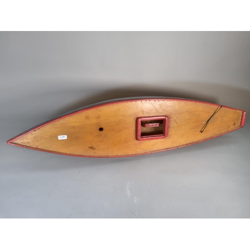 291 - A 1930s hand painted wooden pond yacht - approx. 84cm wide x 29cm high x 21cm deep