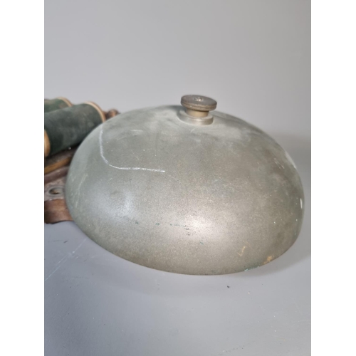 297 - An early 20th century brass and mahogany wall mountable industrial bell - approx. 41.5cm long x 20cm... 