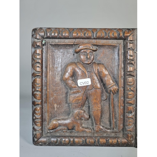 299 - An antique carved oak furniture panel - approx. 46cm wide x 24cm high