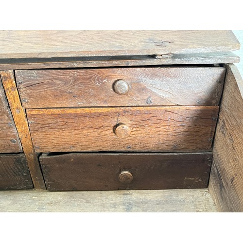 403 - A 17th century and later carved oak bible box - approx. 29.5cm high x 70cm wide x 41cm deep