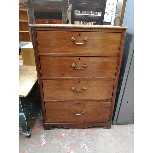 345 - An early 20th century mahogany chest of four drawers with brass swan neck handles - approx. 103cm hi... 