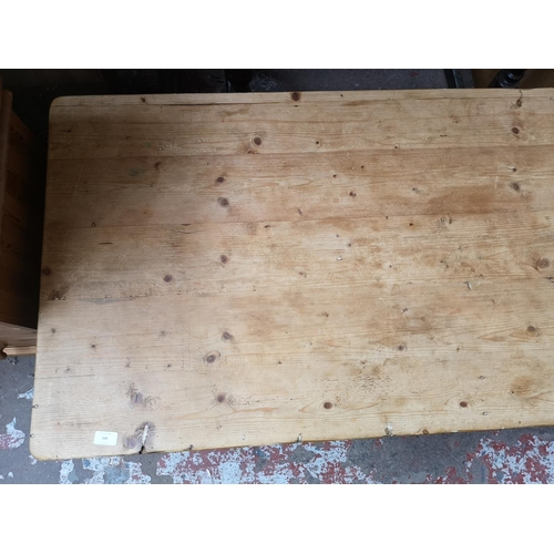 349 - A modern upcycled pine rectangular coffee table - approx. 52cm high x 70cm wide x 152cm long