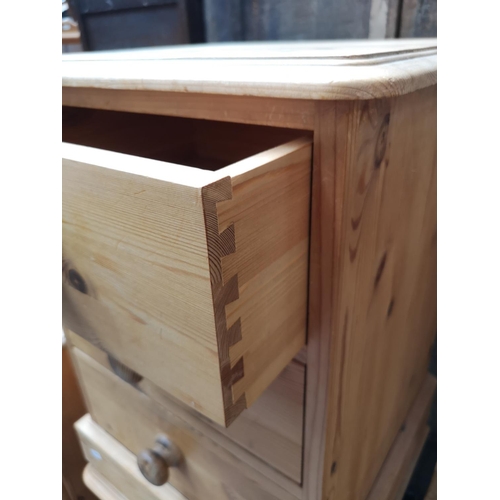 350 - A pair of modern solid pine bedside chests of three drawers - approx. 61cm high x 45cm wide x 43cm d... 