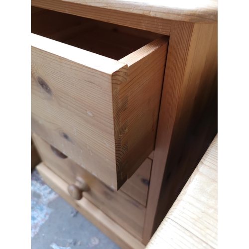 350 - A pair of modern solid pine bedside chests of three drawers - approx. 61cm high x 45cm wide x 43cm d... 