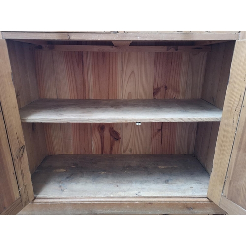 356 - A Victorian style solid pine sideboard with two drawers and two lower cupboard doors - approx. 89.5c... 