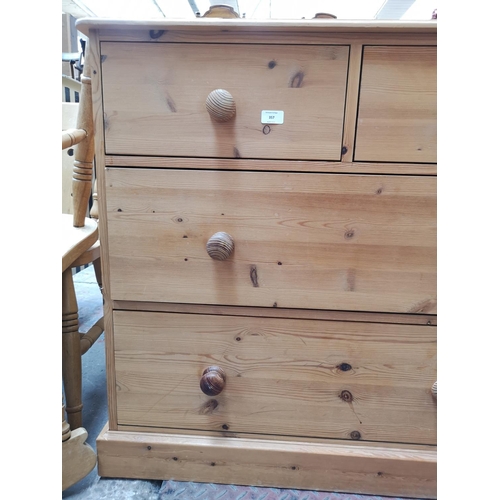 357 - A Victorian style solid pine chest of two short over two long drawers - approx. 89cm high x 95cm wid... 