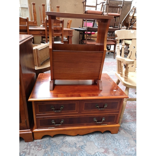 359 - Four pieces of Georgian style yew wood effect furniture, free standing corner cabinet, sideboard, si... 