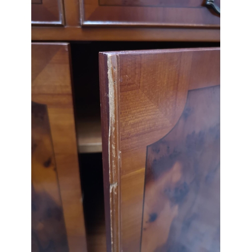 359 - Four pieces of Georgian style yew wood effect furniture, free standing corner cabinet, sideboard, si... 