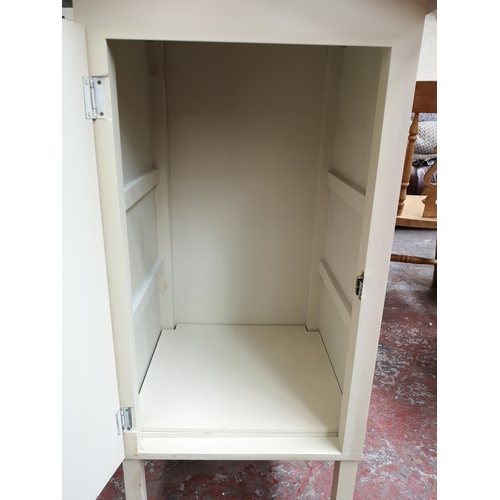 363 - A modern hand painted beech hut single door cabinet - approx. 100.5cm high x 49cm wide x 46cm deep