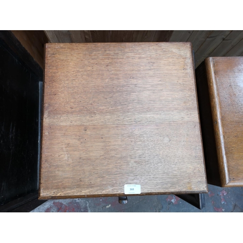 368 - Three pieces of oak furniture, two Art Deco bedside cabinets and one early/mid 20th century wall mir... 