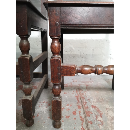 406 - A pair of 19th century Gothic Revival oak dining chairs - approx. 113cm high x 46cm wide x 38cm deep