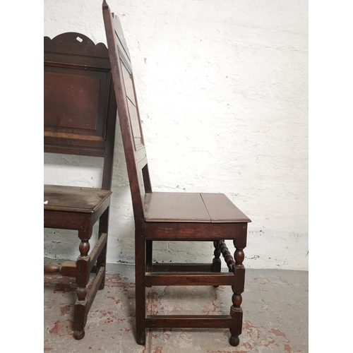 406 - A pair of 19th century Gothic Revival oak dining chairs - approx. 113cm high x 46cm wide x 38cm deep