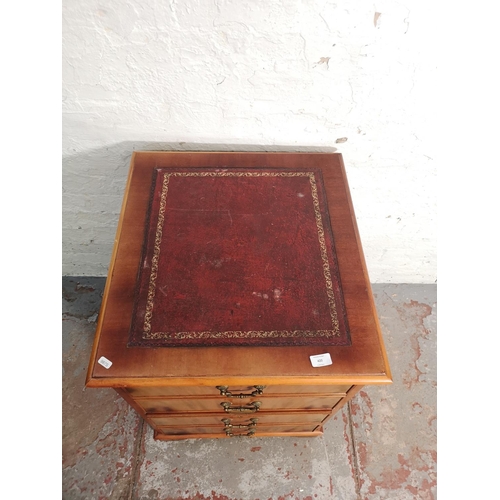 420 - A 19th century style mahogany two drawer office filing cabinet with red leather inserts - approx. 79... 