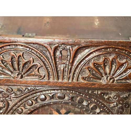 407 - A 17th century and later oak coffer - approx. 80cm high x 142cm wide x 55cm deep