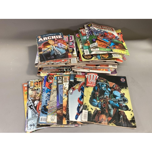 196 - Two boxes containing a large collection of Judge Dredd and 2000 AD comics to include Sci-Fi Special,... 