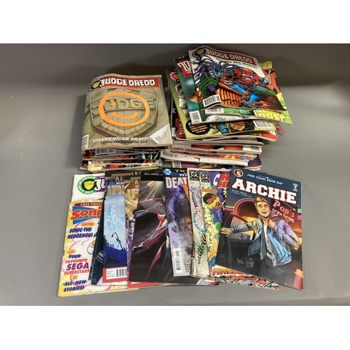 196 - Two boxes containing a large collection of Judge Dredd and 2000 AD comics to include Sci-Fi Special,... 