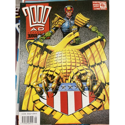 196 - Two boxes containing a large collection of Judge Dredd and 2000 AD comics to include Sci-Fi Special,... 