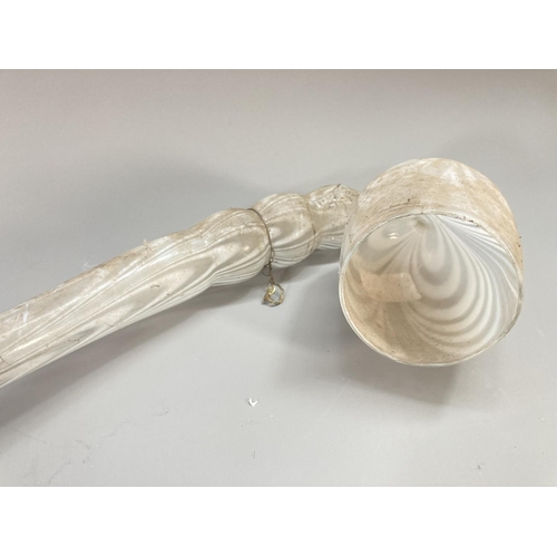 212 - A 19th century Nailsea style white swirl glass pipe - approx. 53cm long