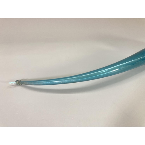 218 - A 19th century Nailsea style blue glass pipe - approx. 47cm long