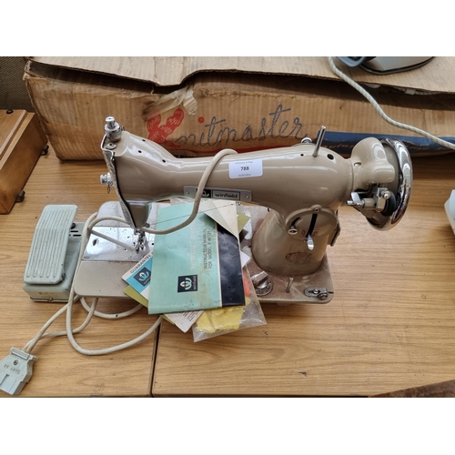 788 - A Winfield FW131 electric sewing machine with foot pedal and instruction manual