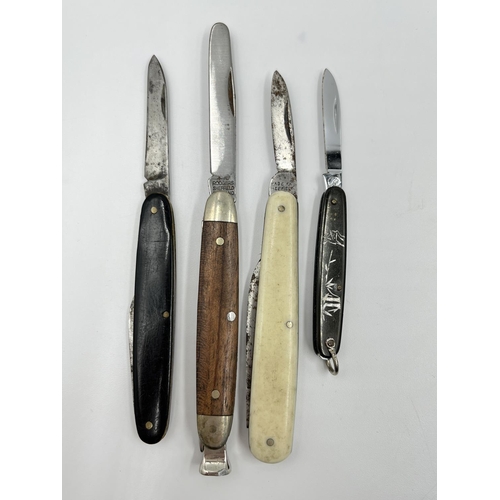 1388 - Seventeen assorted vintage pocket knives and multi-tools to include mother of pearl, bone etc.