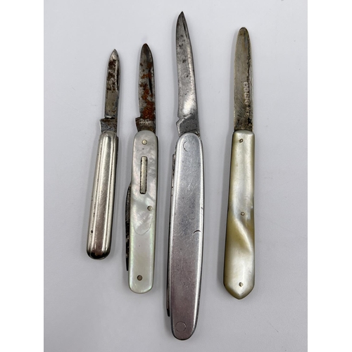 1388 - Seventeen assorted vintage pocket knives and multi-tools to include mother of pearl, bone etc.