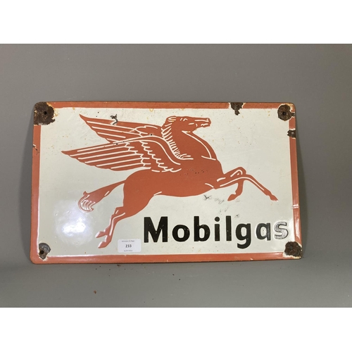 233 - A Mobilgas enamel sign - approx. 45cm wide x 27cm high