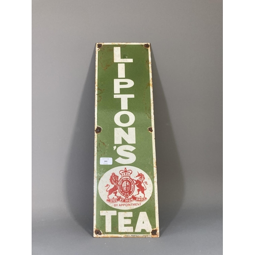 241 - A Lipton's Tea enamel sign - approx. 63cm high x 19cm wide