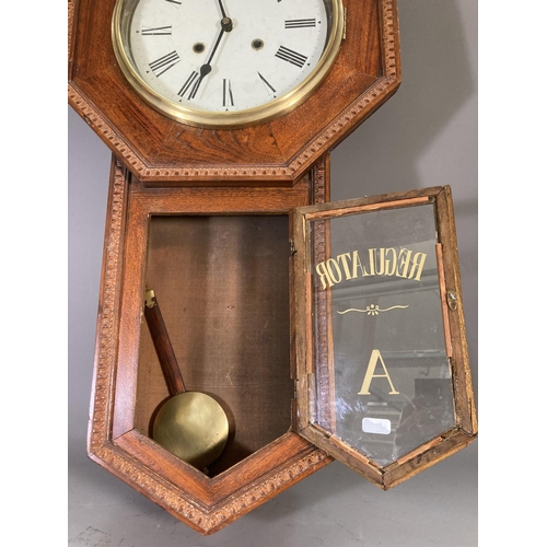 265 - An early 20th century oak cased Regulator wall clock with pendulum - approx. 76cm high x 40cm wide x... 