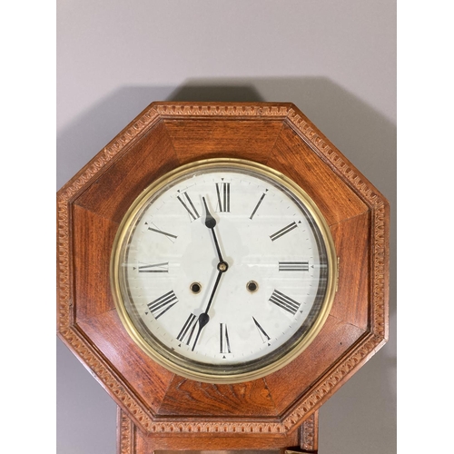 265 - An early 20th century oak cased Regulator wall clock with pendulum - approx. 76cm high x 40cm wide x... 