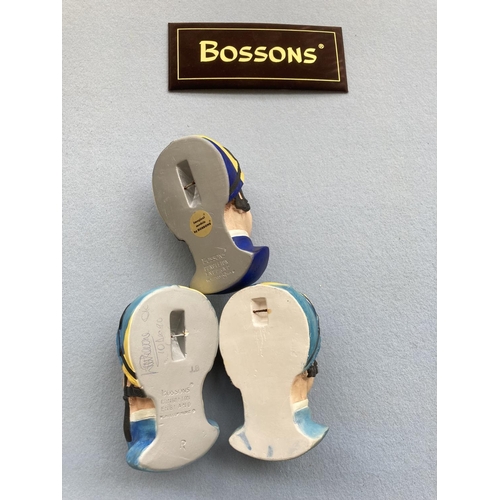 195 - Three Bossons chalk ware jockey head wall plaques